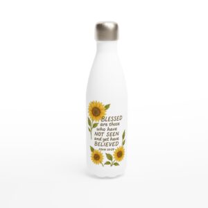 John 20:29 White Stainless Steel Water Bottle